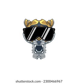 illustration of a tiger head wearing glasses.