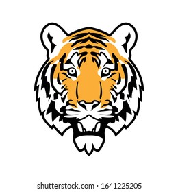 Illustration of tiger head with white background