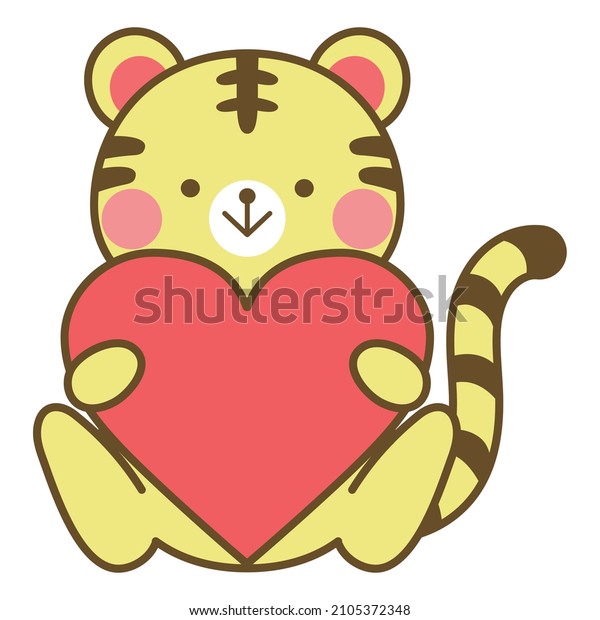 Illustration Tiger Holding Heart Stock Vector (Royalty Free) 2105372348 ...