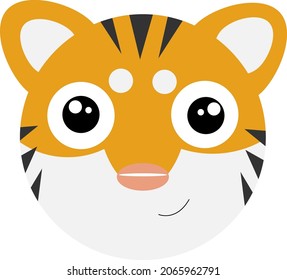 Illustration of a tiger. Isolated on white background. Idea for stickers, printing, children's book, advertising