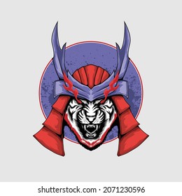 illustration of a tiger with a Japanese combat helmet, suitable for t-shirt designs, stickers, merchandise, etc.