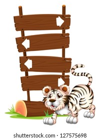 Illustration of a tiger in a jumping position on a white background