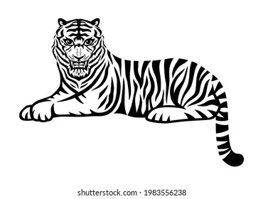 Ilustración de un tigre sobre un fondo blanco.