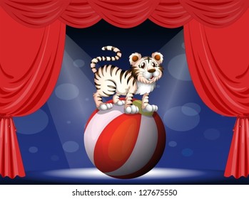 Illustration of a tiger performing at the circus