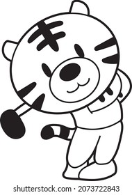 Illustration of a tiger playing golf 