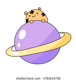 Ilustración del tigre con saturn