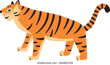 Illustration of a tiger seen from the side