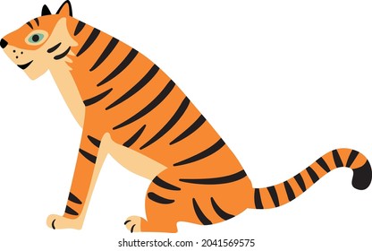 Illustration of a tiger seen from the side of sitting