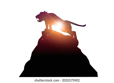 Illustration of a tiger in silhouette design 