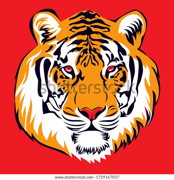 Illustration Tiger Simple Symbol Logo Red Stock Vector (Royalty Free ...