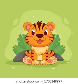 Illustration Of A Tiger Sitting Down