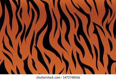 
Illustration tiger skin seamless pattern. Black stripes on an orange background. Gradient. Camouflage. Print on clothes on fabric on paper.