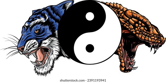 illustration of Tiger and snake head