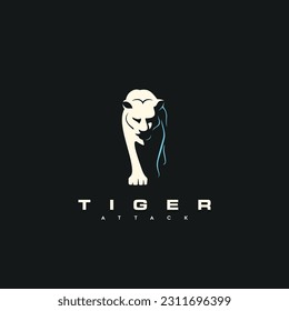 illustration of a tiger stalking its prey on a black background