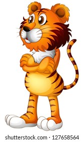 Illustration of a tiger standing alone on a white background