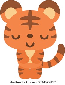 Illustration of a tiger standing and bowing