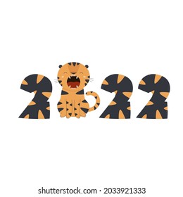 
Illustration with tiger - symbol of 2022 in cartoon style.