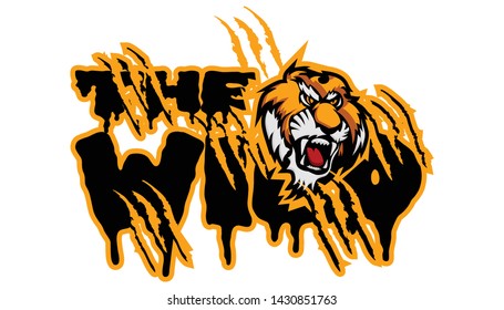 Illustration of Tiger WIth Text  The Wild, Can be used print on T-Shirt or Paper