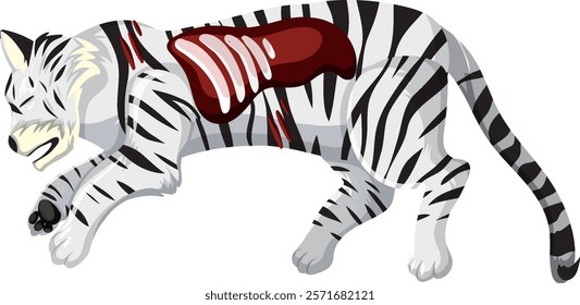 Illustration of a tiger's anatomy and biodiversity