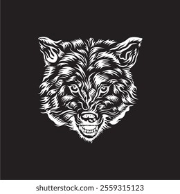 An illustration of a tiger's expression when angry on a black background