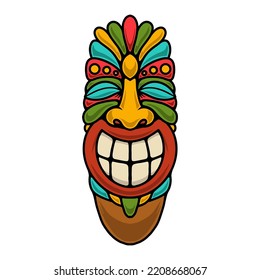Illustration of tiki idol. Design element for poster, card, banner, emblem, sign. Vector illustration