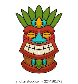 Illustration of tiki idol. Design element for poster, card, banner, emblem, sign. Vector illustration