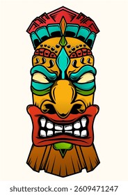 Illustration of a tiki mask