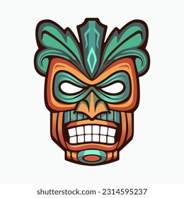 Illustration of tiki mask isolated on white background.