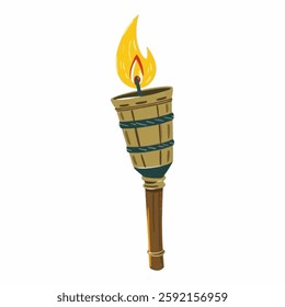 Illustration of Tiki Torch Representing Hospitality Industry Isolated on White Background. Tiki Torch Illustration for Hospitality and Resorts, Warm Glow of Tiki Torch for Beach Getaways