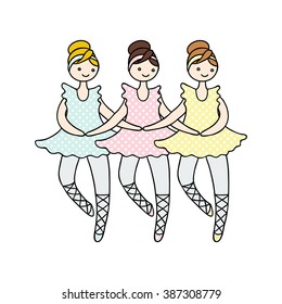 Illustration of tilda doll ballerinas during small swan dance. Toys.