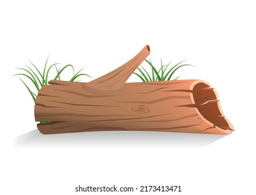 illustration of timber with grass behind isolated on white background