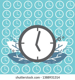 illustration time clock white blue vector