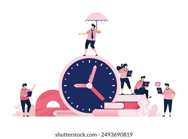 Illustration of time management in education and learning. Can be used for websites, web, landing pages, apps