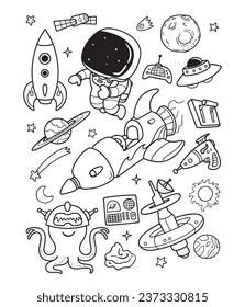 Illustration time to space doodle, space doodle series