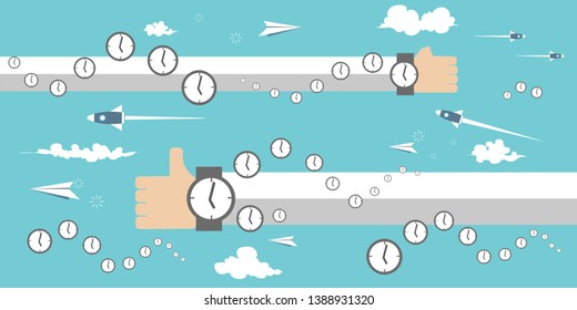 illustration time working white blue vector