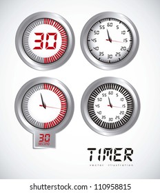 illustration of timers with different times, vector illustration