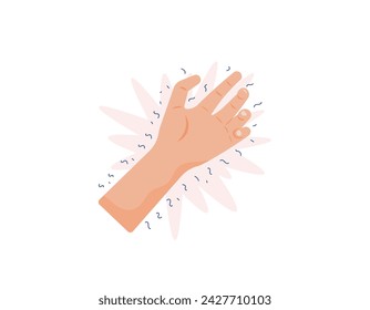 an illustration of tingling hands. hands that feel numb, sore, weak and uncomfortable. tremor or shaking. neuropathy symptoms. health problems. cartoon or flat illustration design. graphic elements