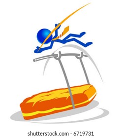 Ilustración de un pequeño empresario superando dificultades. Se adapta a muchos conceptos.