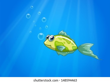 Illustration of a tiny fish in the ocean