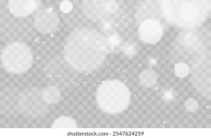 Illustration of tiny flying snow flakes. Menacing dust freezes shapes. Snowfall sky white transparent wallpaper. Flat snowflakes january vector.