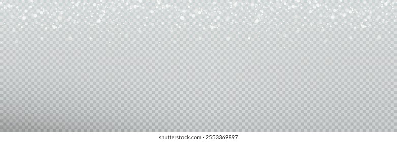 Illustration of tiny flying snow flakes. Menacing dust freezes shapes. Snowfall sky white transparent wallpaper. Flat snowflakes january vector.