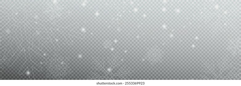 Illustration of tiny flying snow flakes. Menacing dust freezes shapes. Snowfall sky white transparent wallpaper. Flat snowflakes january vector.