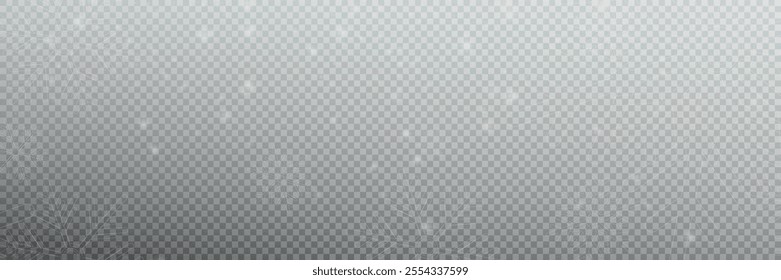 Illustration of tiny flying snow flakes. Menacing dust freezes shapes. Snowfall sky white transparent wallpaper. Flat snowflakes january vector.