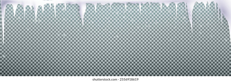 Illustration of tiny flying snow flakes. Menacing dust freezes shapes. Snowfall sky white transparent wallpaper. Flat snowflakes january vector.	