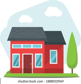 illustration of tiny house best for property sales, renting advertisement 