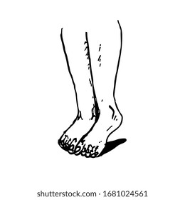 An illustration of tiptoeing barefoot