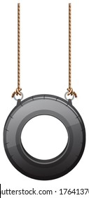 Illustration of a tire swing on a white background