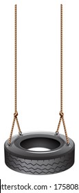 Illustration Of A Tire Swing With A Rope On A White Background