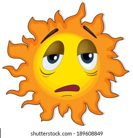 Illustration of a tired sun on a white background