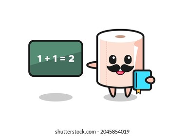 Illustration of tissue roll character as a teacher , cute design